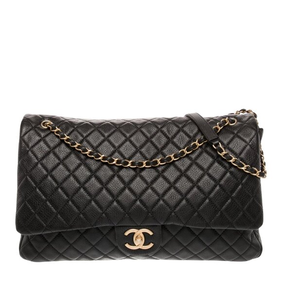 Chanel Calfskin Quilted XXL Airline Flap Bag Black - Picture 1 of 5